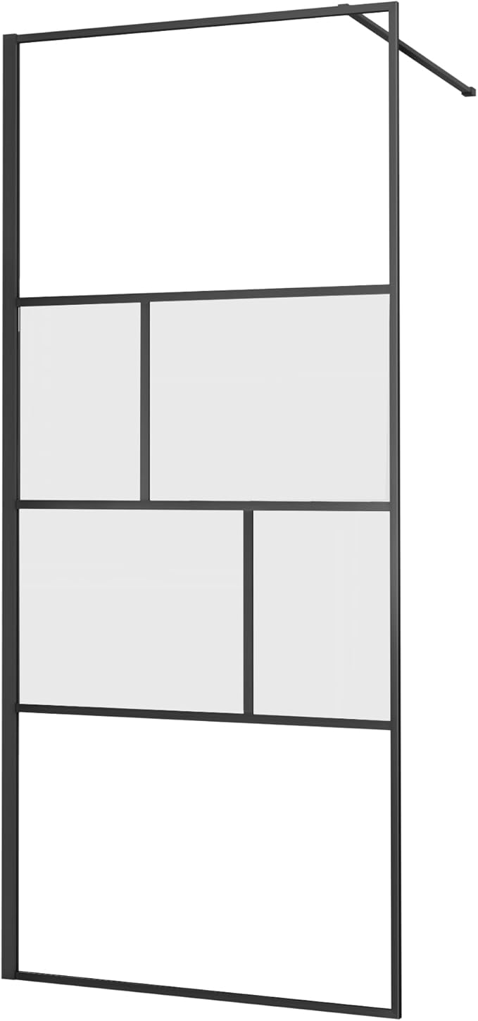 Bathroom Shower Door, Modern Grid Shower Door 34 * 74 Inch, 5/16" Clear