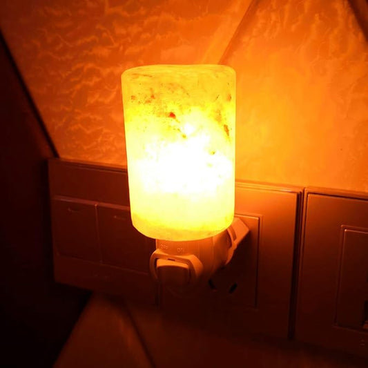 Himalayan Salt Lamp Plug in Night Light 2 Pack, 360 Degree Adjustable Wall Plug & Extra 4 Replacement Bulbs Bathroom Bedroom Night Light, Pink Crystal Rock Salt Hand Crafted Cylinder Size