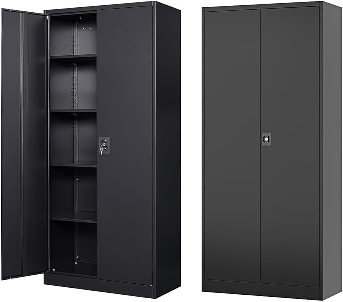 Metal Storage Cabinet-72” Black Tall Steel File Cabinets