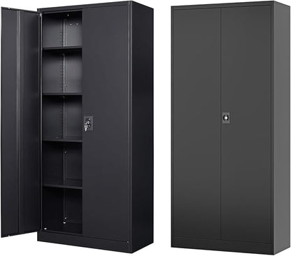 Metal Storage Cabinet-72” Black Tall Steel File Cabinets