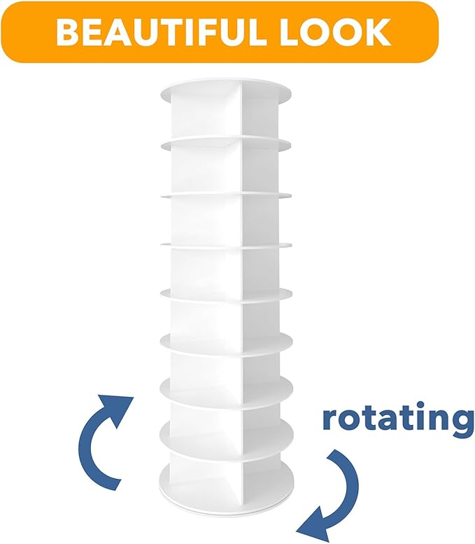 SpaceAid 8 Tier Rotating Shoe Rack Tower, Spinning Shoe Display Lazy Susan