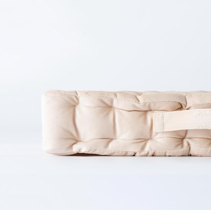 cuyfomr Floor Pillow, Square Floor Seating Pillow Cushion with Handle Thicken Portable Velvet Floor Pillow Cushion for Yoga Living Room Bedroom Home Decor (Beige,16.5×16.5×3.54in)
