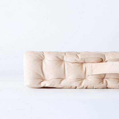 cuyfomr Floor Pillow, Square Floor Seating Pillow Cushion with Handle Thicken Portable Velvet Floor Pillow Cushion for Yoga Living Room Bedroom Home Decor (Beige,16.5×16.5×3.54in)