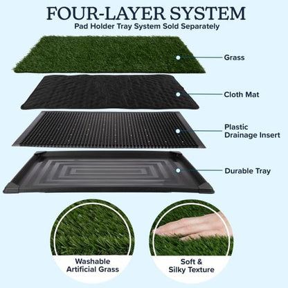 PETMAKER Artificial Grass Puppy Pee Pad for Dogs, Set of 3, 47” x 27” | Reusable Turf Pads for Large Dogs, Indoor and Outdoor Fake Grass Potty, Pet Housebreaking Supplies
