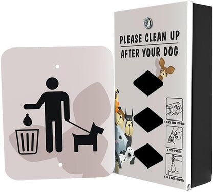 DISPENSE-ART™ collection "Peek A Pup" - Custom UV printed design on rust-proof aluminum starter dog waste station/roll bag system - Includes 400 dog waste bags & 10x12 Sign