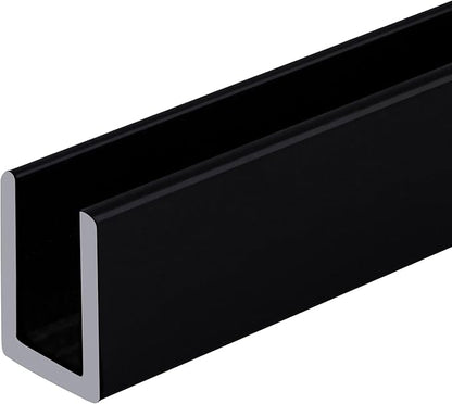 Brixwell SDCD38BL-CCP48-XCP5 Black 3/8" Fixed Panel Shower Door Deep U-Channel