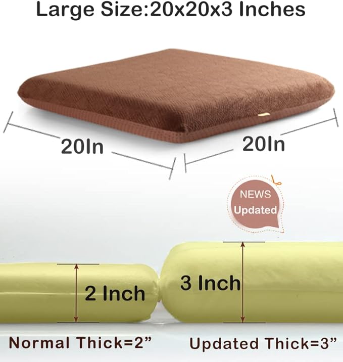 Sigmat Recliner Cushion for Elderly with Memory Foam 20x20x3 Inches Large Square Seat Cushion for Recliner Chair, Floor Pillow, Truck Seat Cushion Navy