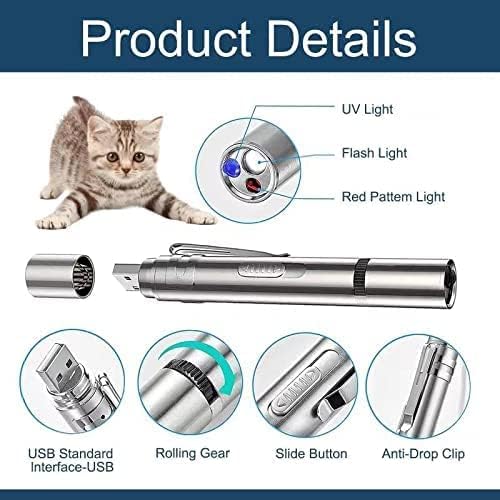 Cat Toys Laser Pointer for Indoor, Rechargeable, 7 Adjustable Wand Red Light Pet Interactive Cat Mouse Toys to Keep Busyfor Kitten Dog Chase Play