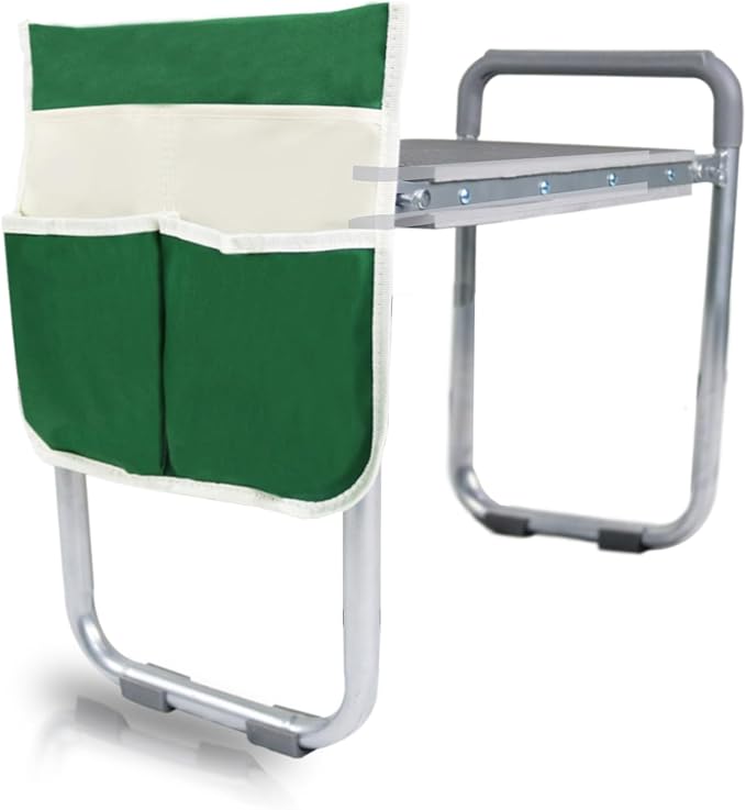 BESTHLS Garden Kneeler and Seat - Heavy Duty Folding Stool with Thick Pad, Tool Pouches & Bag, 330 lbs Capacity - Knee & Back Support, Perfect for Seniors, Women, Men