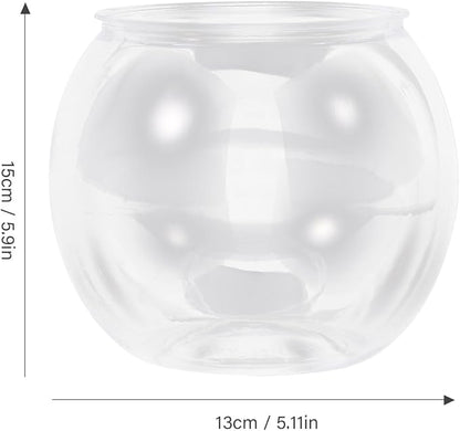 Mipcase Unbreakable Transparent Fish Tank Globe 5.90In Round Plastic Fish Bowl Desktop Aquarium Decor for Home Office Tabletop