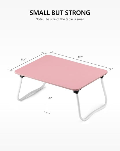ZEAPTAC Foldable Lap Desk, Portable Bed Table, Laptop Stand, Lightweight & Mini Table for Breakfast/Picnic/Drawing/Couch/Floor - Pink