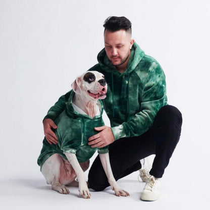 Spark Paws Dog Hoodie – Premium Dog Sweater for Small, Medium, and Large Dogs | Warm Outfits for French Bulldogs, Pitbull, Puppy, Winter Jacket Alternative -Green Skydye, S