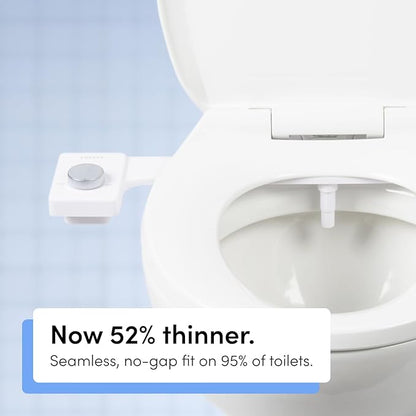 TUSHY Fresh Cool Water Bidet: Ultra Slim Toilet Seat Attachment Easy DIY
