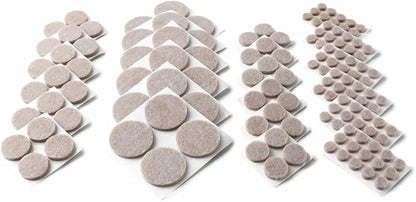 Scotch Felt Pads 162 PCS Beige, Felt Furniture Pads for Protecting Hardwood Floors, Round, Assorted Sizes Value Pack, Self-Stick design, Protecting from nicks, dents and scratches (SP845-NA)