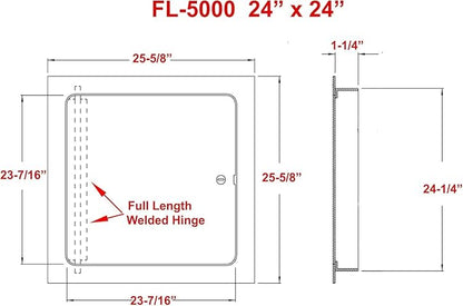 Premier 24x24 Universal Steel Flush Access Panel Door w/Screwdriver Latch