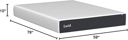 Lucid 10 Inch Memory Foam Mattress - Firm Feel - Infused with Refreshing Bamboo Charcoal and Cooling Gel - Bed in a Box - Temperature Regulating - Pressure Relief - Breathable - Queen Size