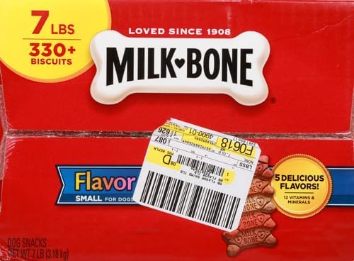 Milk-Bone Flavor Snacks Dog Treats, Small Biscuits, Crunchy Texture Helps Reduce Tartar 14lbs (2 Pack of 7lbs)