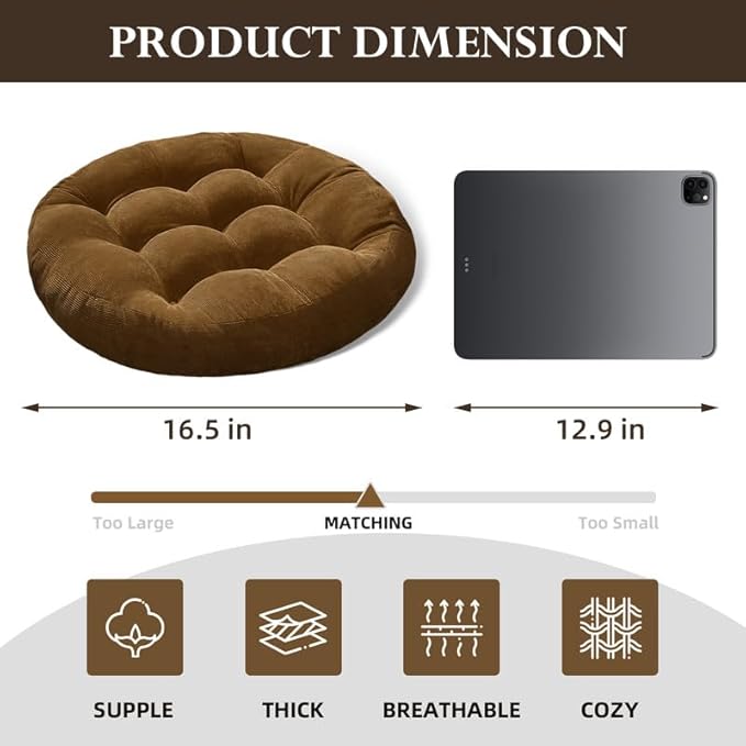 Gfobip Meditation Floor Pillow Set of 2 Large Round Floor Cushions for Adults Tufted Corduroy Floor Seat Pillows Cushion for Living Room,Grass Green 16.5" Lx16.5 Wx3 H
