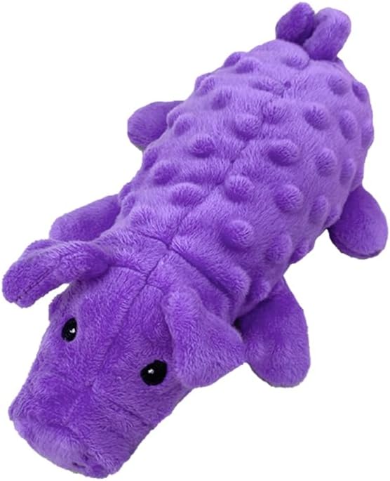 Squeaky Dog Toys Plush Dog Toy with Crinkle Paper Stuffed Durable Dog Chew Toys for Small Middle and Large Dogs Pig Purple
