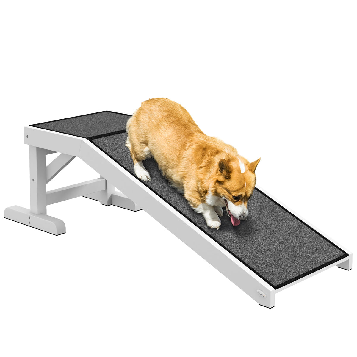 49" Pet Ramp for Dogs & Cats with Non-Slip Carpet, White