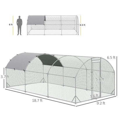 Large Chicken Coop Metal Chicken Run With Waterproof And Anti-UV Cover, Dome Shaped Walk-in Fence Cage Hen House For Outdoor And Yard Farm Use, 1Tube Diameter,