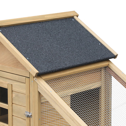 69" Wooden Chicken Coop, Poultry Cage Hen House with Connecting Ramp, Tray, Ventilated Window and Nesting Box
