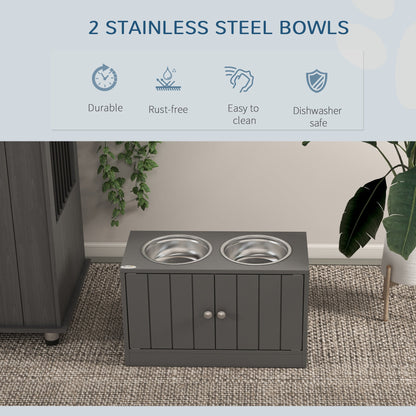 Elevated Dog Bowls with Storage Cabinet Containing Large 44L Capacity, Gray