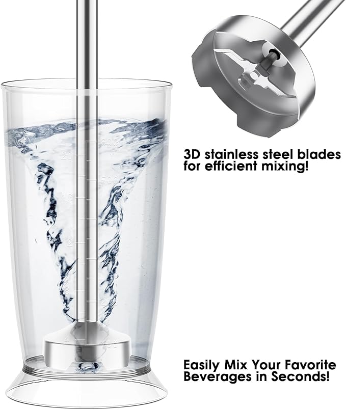 Blackcow Immersion Blender Handheld, 800W Powerful Electric Hand Blender