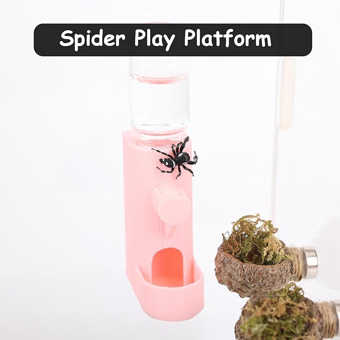 Small Animal Water Feeder, Magnetic Hanging Feeder & Hidden Cave - Accessories for Jumping Spiders, Wolf Spiders, Mantises, Arboreal Animals & Other Small Creatures - 5ML Capacity (Yellow)