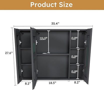 35x28 Inch Wall-Mounted Medicine Cabinet, Bathroom Mirror Cabinet