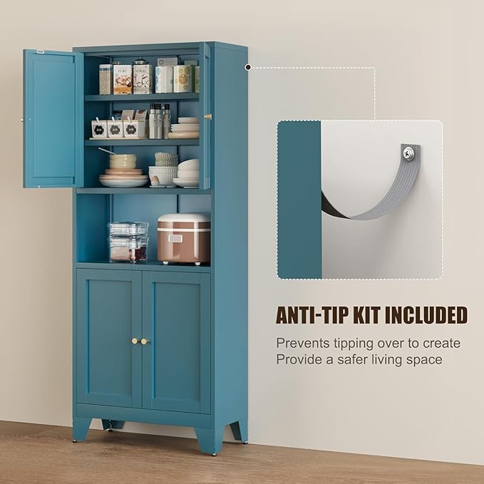 Metal Pantry Storage Cabinet, Microwave Stand