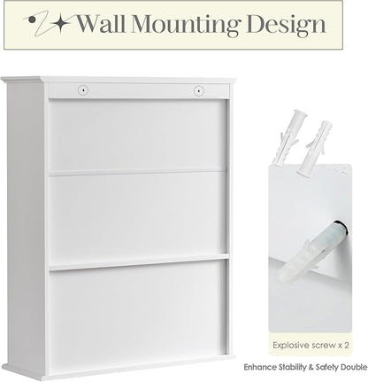 Bathroom Wall Cabinet, Over Toilet Storage Hanging Cabinet Adjustable Shelves