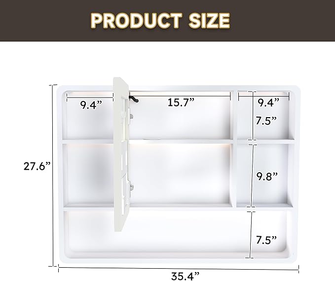 35x28 Inch Bathroom Mirror Cabinet