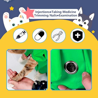 Cat’s Restraint Bag for Claw Care Nail Trimming Anti-Scratching Grooming Bag for Cats Medical Examination(Yellow-m)
