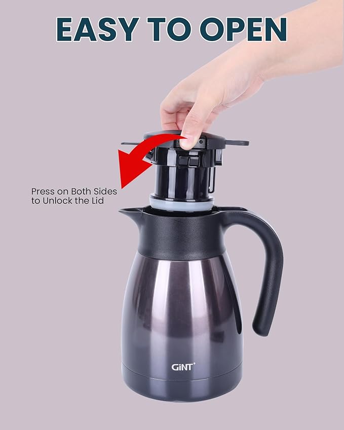 GiNT 1L / 34Oz Thermal Coffee Carafe, Insulated Stainless Steel Coffee Carafes