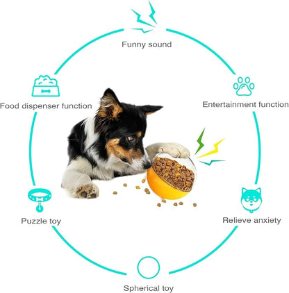 Enrichment Interactive Dog Treat Toy - Level 1 Mental Stimulation for Dogs, Dog Toys for Boredom Busy (Beginner-Orange 5.6" Squeaky Ball)