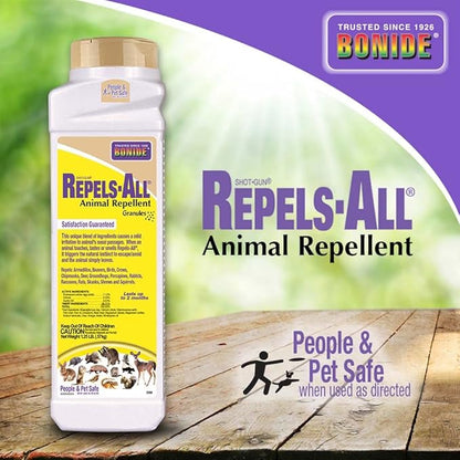 Bonide Repels-All Animal Repellent Granules, 1.25 lbs. Ready-to-Use Pellets Deter Pests from Lawn & Garden, Long Lasting Control