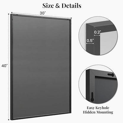 40"x30" Black Bathroom Mirror for Wall, Metal Framed Vanity Mirror Over Sink