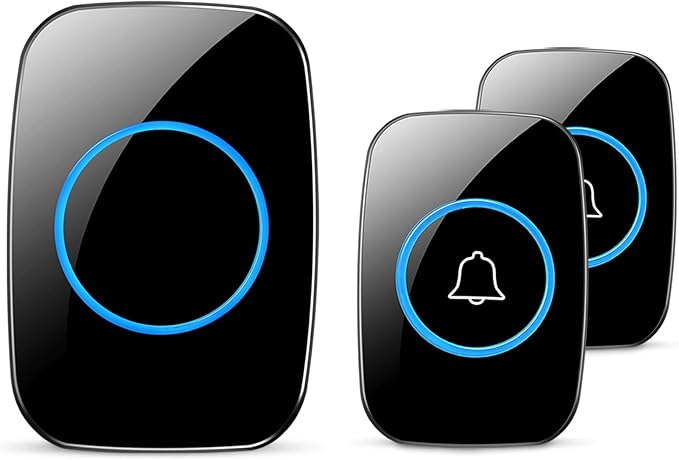 Wireless Doorbell, Waterproof Door Bell Kit, Distinguish front and rear doors