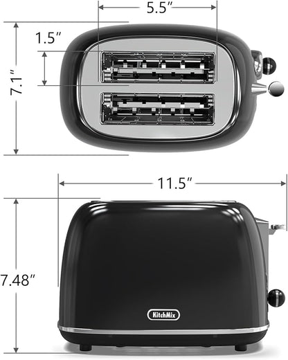 Toaster 2 slice, Retro Stainless Steel Toaster