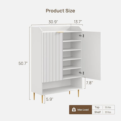 SICOTAS Shoe Cabinet Storage Set of 2, 56 Pairs Large Capacity, 7-Tier Shoe
