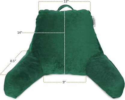 Nestl Reading Pillow for Kids & Teens with Shredded Memory Foam, Backrest Pillows for Reading, Watching, and Gaming, Use on The Couch, Bed, or Floor, Adjustable Support with Washable Cover Dark Green