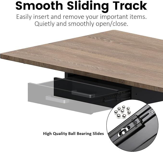 UNITEDPOWER Under Desk Drawer Storage, Pull-Out Office Hidden Counter Drawer