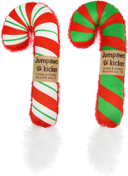 2 Pack Natural Interactive Catnip Cat Kicker Toys, Bite Resistant Chew Toy, Accessories for Indoor Cat, Christmas Candy Cane
