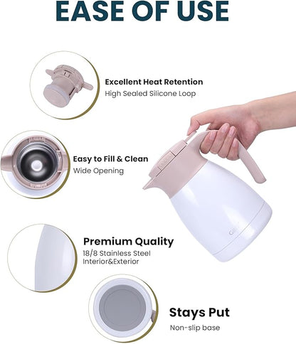 GiNT 1L / 34Oz Thermal Coffee Carafe, Insulated Stainless Steel Coffee Carafes