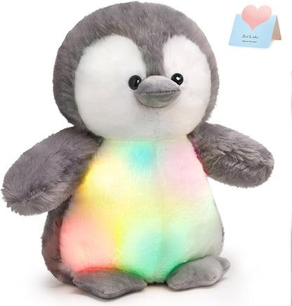 Houwsbaby 12'' LED Light Up Penguin Stuffed Animal Plush Toy for Kids Night Light Glowing and Huggable Soft Plush Toy Present for Kids Baby Boys Girls Birthday Festival Christmas