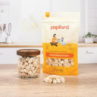 Pupford Freeze Dried Chicken Breast Treat for Dogs & Puppies - Healthy, Natural, Single Ingredient Dog Treats - Made in USA (3 oz)