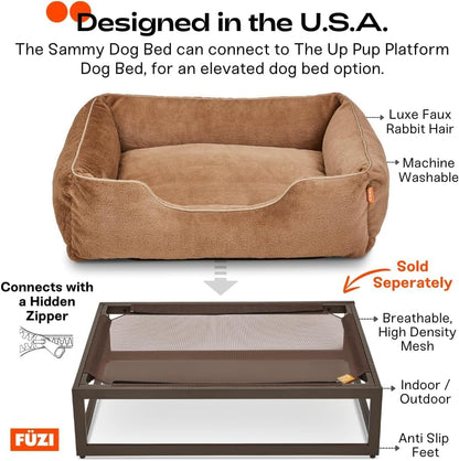 FUZI Luxury Aesthetic Dog Bed for Small Dogs with Washable Cover, Pet Couch, Pet Bed with Sides, Non-Slip Bottom, Soft and Durable Calming Dog Bed, Faux Rabbit Fur, Small 25.1x16.75x9.5 Soft White