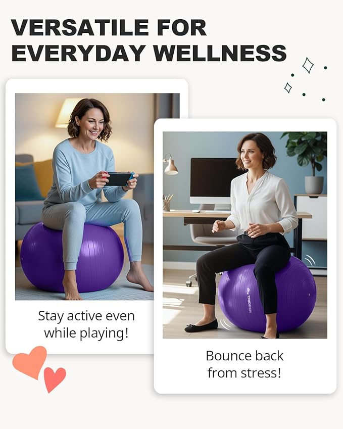 Trideer Exercise Ball for Yoga, Pilates & Fitness – Stability Ball Equipment
