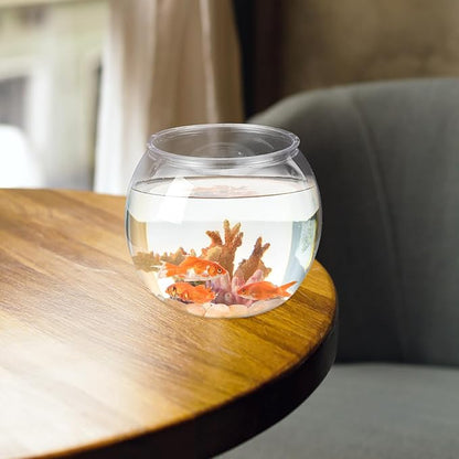 Mipcase Unbreakable Transparent Fish Tank Globe 5.90In Round Plastic Fish Bowl Desktop Aquarium Decor for Home Office Tabletop